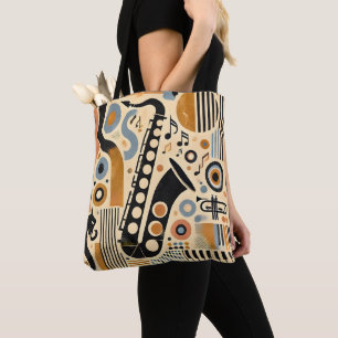 Bolsa Tote Meio século Jazz Age Minimalista Art Saxofone