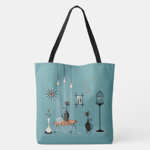 Bolsa Tote Meio século Mal-Cabeça / Gato Vermelho