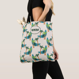 Bolsa Tote Meio século Moderna Palm Oasis Monograma