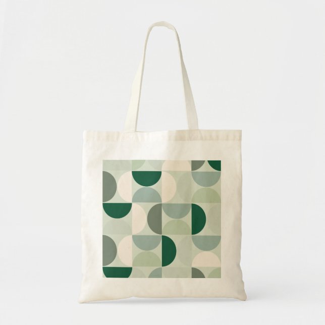 Bolsa Tote Meio século moderno Abstrato de padrão verde (Frente)