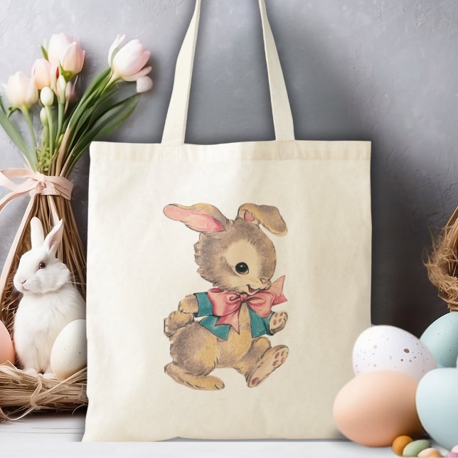 Bolsa Tote Meio século Vintage Dapper Bunny Rabbit (Mid Century Vintage Dapper Bunny Rabbit Tote Bag)