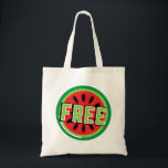Bolsa Tote Melancia da Palestina Livre - Liberdade para a Pal<br><div class="desc">Após a guerra de seis dias em 1967, o governo israelita proibiu a bandeira palestiniana. A melancia tomou seu lugar por compartilhar as cores da bandeira: vermelha, preta, branca e verde. a fruta pode ser vista dos muros de pedra de Gaza às galerias de Ramallah, apontando a história política da...</div>
