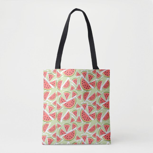 Bolsa Tote Melancia Múltipla Saco Verde rosa para trás (Frente)