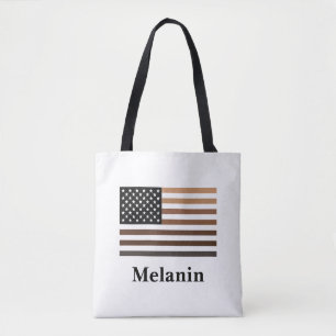 Bolsa Tote Melanin EUA Flag African American Black History