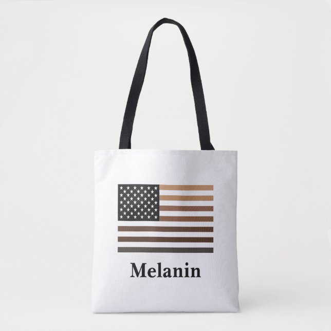 Bolsa Tote Melanin EUA Flag African American Black History (Frente)