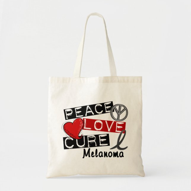 Bolsa Tote Melanoma da cura do amor da paz (Frente)