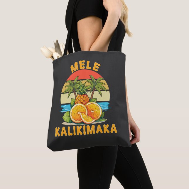 Bolsa Tote Mele Kalikimaka Hawaii Feliz Natal (Close Up)