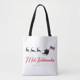 Bolsa Tote Mele Kalikimaka Natal Papai Noel com a bandeira ha