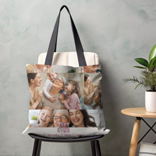 Bolsa Tote Melhor Abuela alguma vez Floral 5 Colagem de Fotos