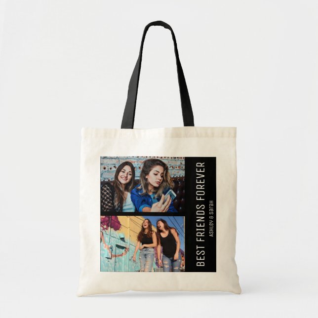 Bolsa Tote Melhor Amigos para a Colagem de Fotos Personalizad (Frente)