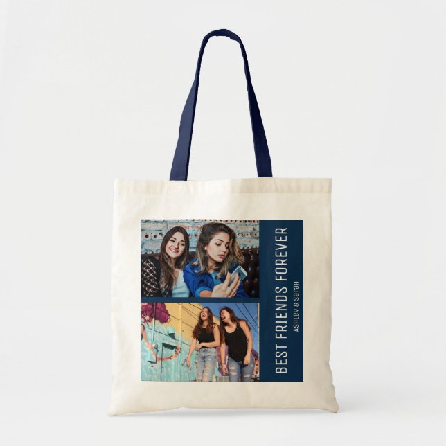 Bolsa Tote Melhor Amigos para a Colagem de Fotos Personalizad (Frente)