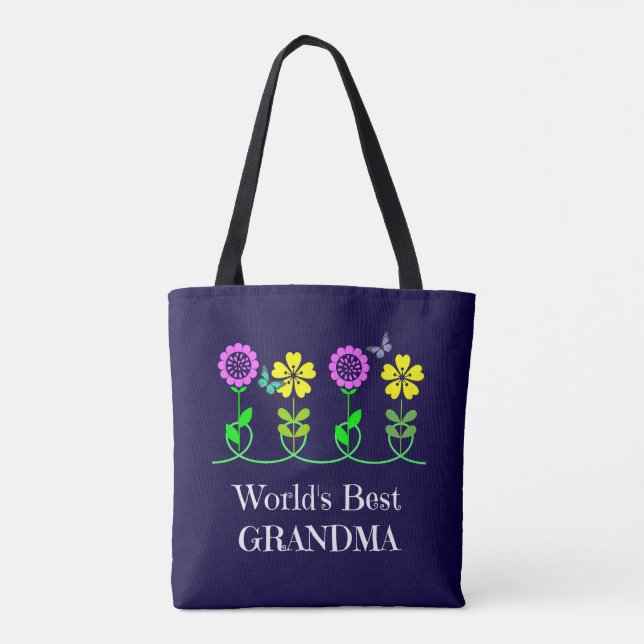 Bolsa Tote Melhor Avó do Mundo, design popular (Verso)
