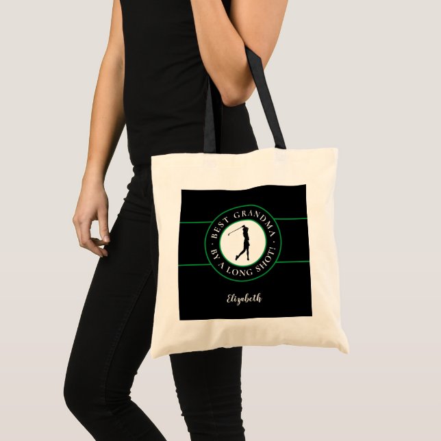 Bolsa Tote Melhor Avó Golfista Por Seu Charme no Golfe Preto  (Frente (produto))