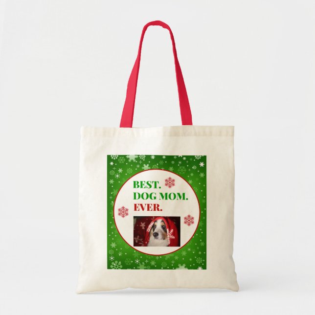 Bolsa Tote Melhor Cachorro Mãe Foto De Natal (Frente)