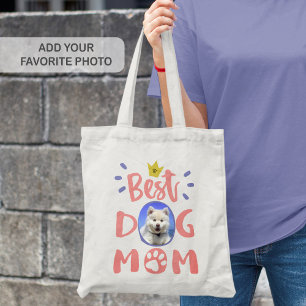 Bolsa Tote Melhor Cão Mãe Pet Foto Pw Texto Cor-de-Rosa