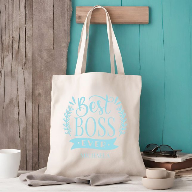 Bolsa Tote Melhor Chefe Alguma Vez Personalizada Wreath (Criador carregado)