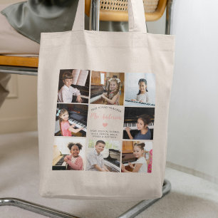 Bolsa Tote Melhor Colagem de Fotos de Professores de Piano Mo