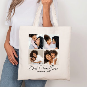 Bolsa Tote Melhor Colagem de Fotos do Script da Mãe