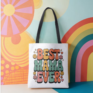 Bolsa Tote Melhor Dia de as mães de script Vintage