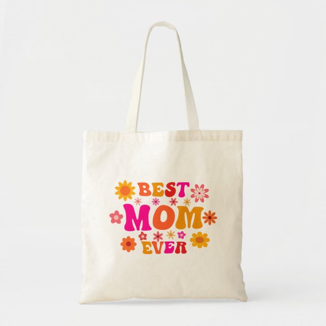 Bolsa Tote Melhor Dia de as mães Retro Groovy da Mãe (Frente)