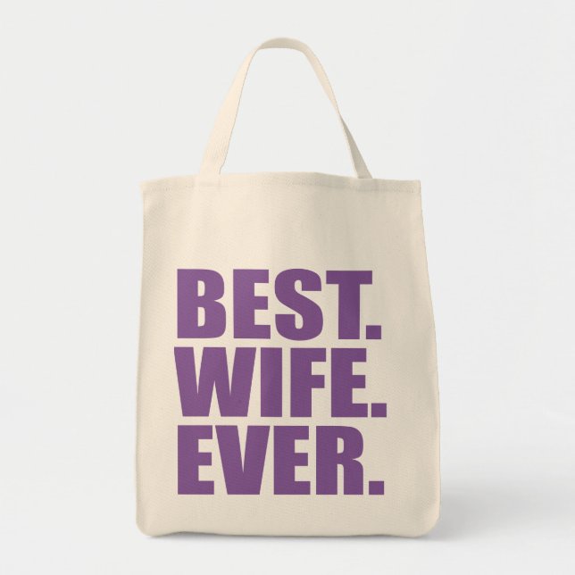 Bolsa Tote Melhor. Esposa. Nunca. (roxo) (Frente)