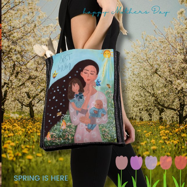 Bolsa Tote Melhor Ilustração de Mãe Bonita (Best Mom Cute Illustration Tote Bag)