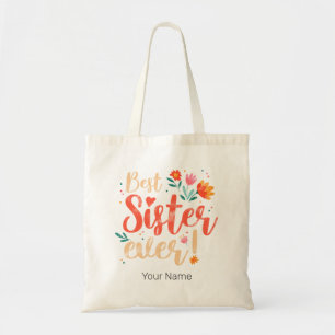 Bolsa Tote Melhor Irmã Alguma Vez Floral Vintage Girls Retro
