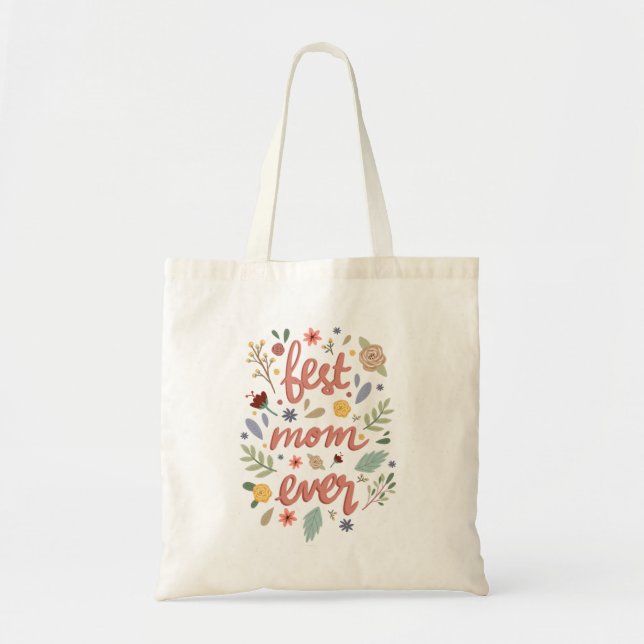 Bolsa Tote Melhor Mãe Alguma Vez Floral (Frente)