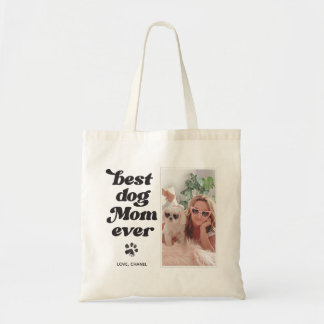 Bolsa Tote Melhor Mãe de Cachorro do Mundo com Foto e Texto P