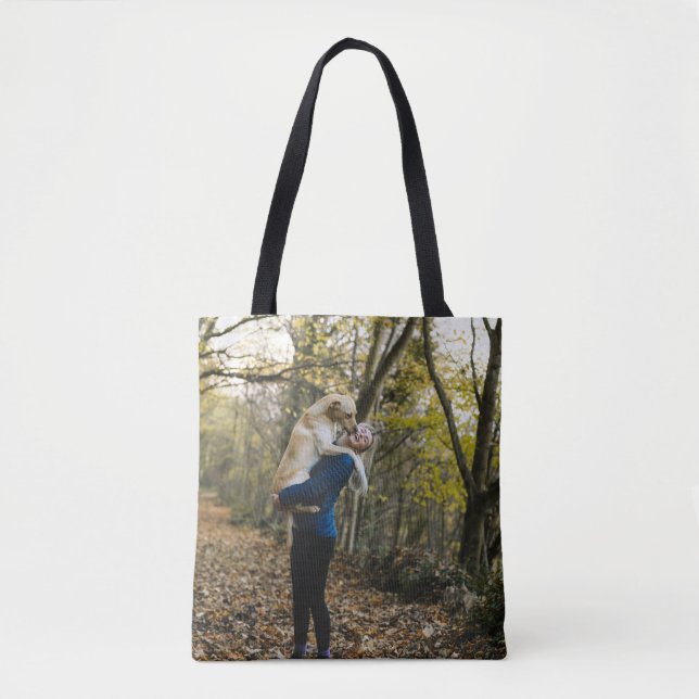 Bolsa Tote Melhor Mãe de Cachorro Foto Personalizada do Cacho (Frente)