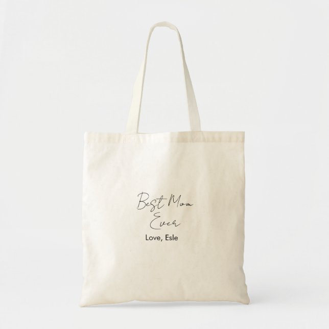 Bolsa Tote melhor mãe de sempre dia das mães nome data simple (Frente)