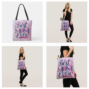 Bolsa Tote Melhor Mãe de Todos os Tempos Corações Rosas Borbo