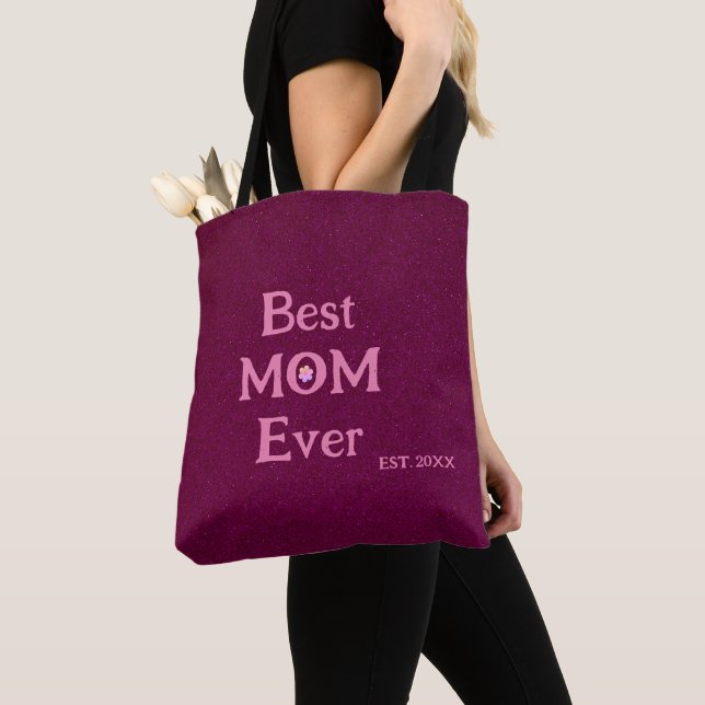 Bolsa Tote melhor mãe, dia de as mães sólido retrô moderno (Close Up)