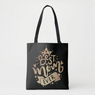 Bolsa Tote Melhor Mãe do Mundo Citação com Brilho Dourado Dia