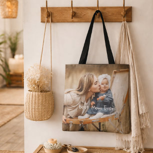 Bolsa Tote Melhor Mãe do Mundo Dia das Mães Foto Personalizad