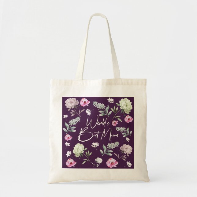 Bolsa Tote Melhor Mãe do Mundo Floral (Frente)
