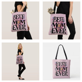 Bolsa Tote Melhor Mãe do Mundo Flores e Coração Rosa