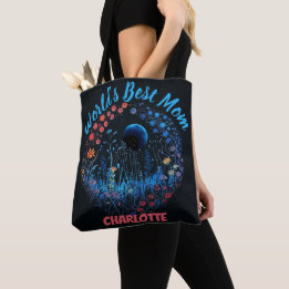 Bolsa Tote Melhor Mãe do Mundo Flores Silvestres Boho Lua