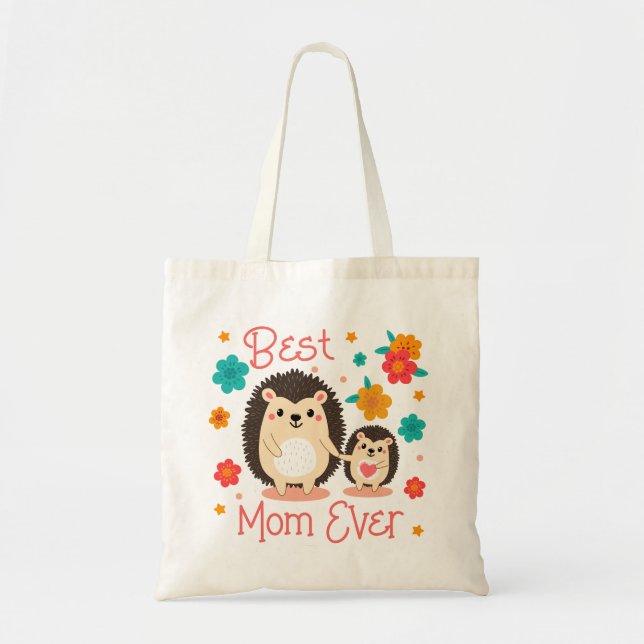 Bolsa Tote Melhor Mãe do Mundo Mãe e Bebêouriço (Frente)