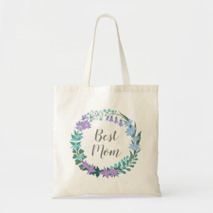 Bolsa Tote Melhor Mãe Floral Bluebells Greenery Wreath Orçame