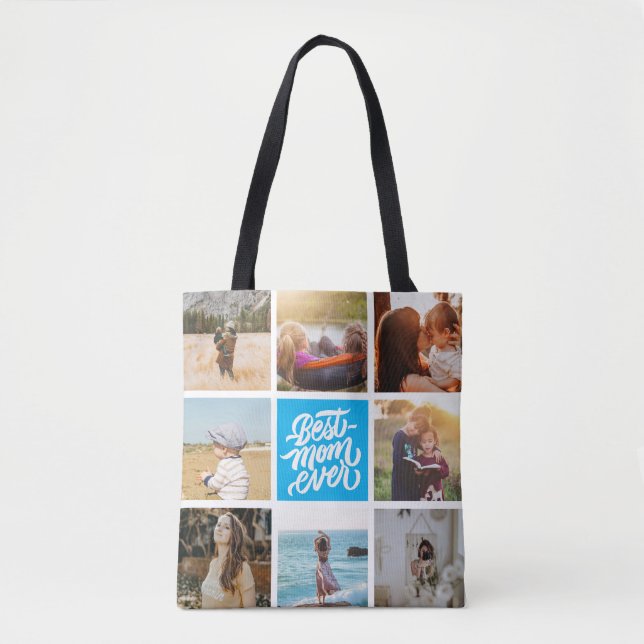 Bolsa Tote Melhor Mãe Já Personalizada Colagem de Fotografias (Frente)