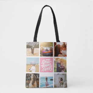 Bolsa Tote Melhor Mãe Já Personalizada Colagem de Fotos Ros
