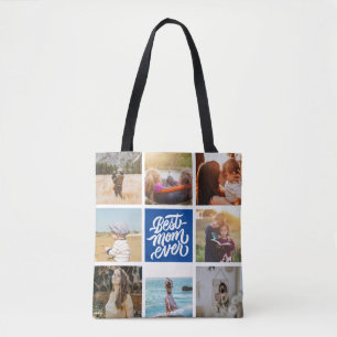 Bolsa Tote Melhor Mãe Já Personalizada Marinho Azul de Colage