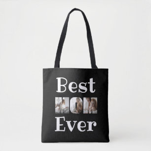 Bolsa Tote Melhor Mãe Moderna, 6 Fotos Colagem Preta