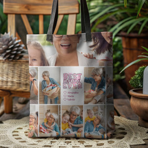 Bolsa Tote Melhor Nonna de Todos os Tempos Floral Colagem de