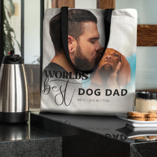 Bolsa Tote Melhor Pai de Cachorro do Mundo Foto Personalizada