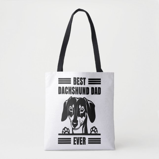 Bolsa Tote Melhor Pai De Dachshund Nunca (Frente)