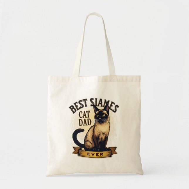 Bolsa Tote Melhor Pai de Gato Siamês Nunca (Frente)