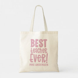 Bolsa Tote Melhor professor de obrigado que você ensina rosa 