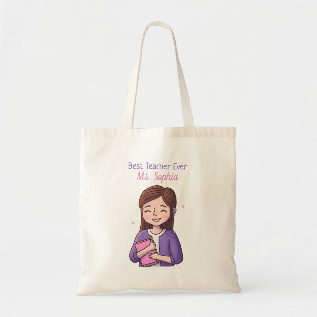 Bolsa Tote Melhor Professor de Todos os Tempos Doodle de Agra (Frente)